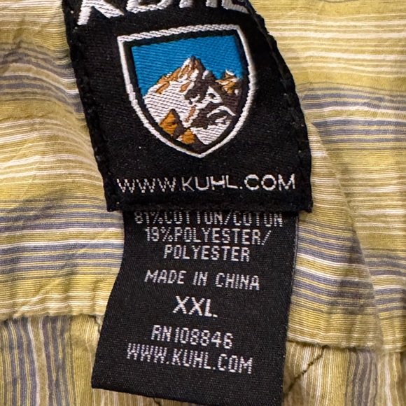 Kuhl Button Down Striped Shirt Green Blue White XXL - Picture 6 of 6